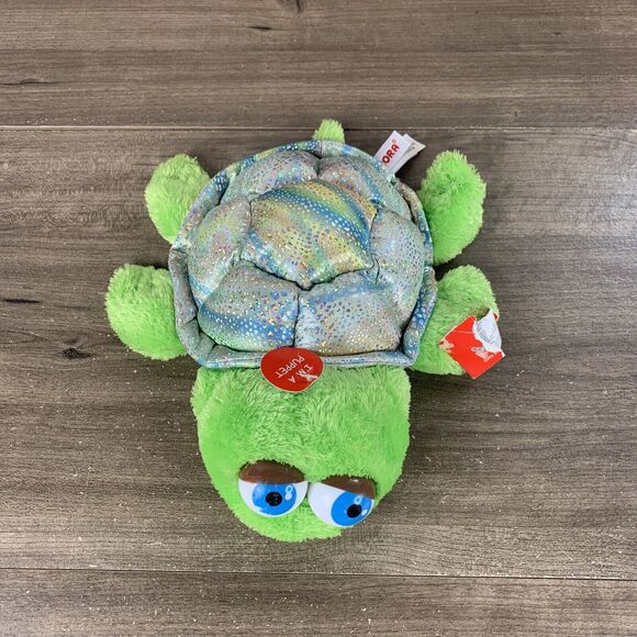 Aurora The Turtle Hand Puppet Green Plush Stuffed Animal Full Body 10" Blue Eyes - Picture 1 of 16